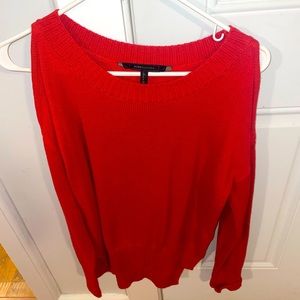 BCBG MaxAzria Open Shoulder Knit Sweater Red Small